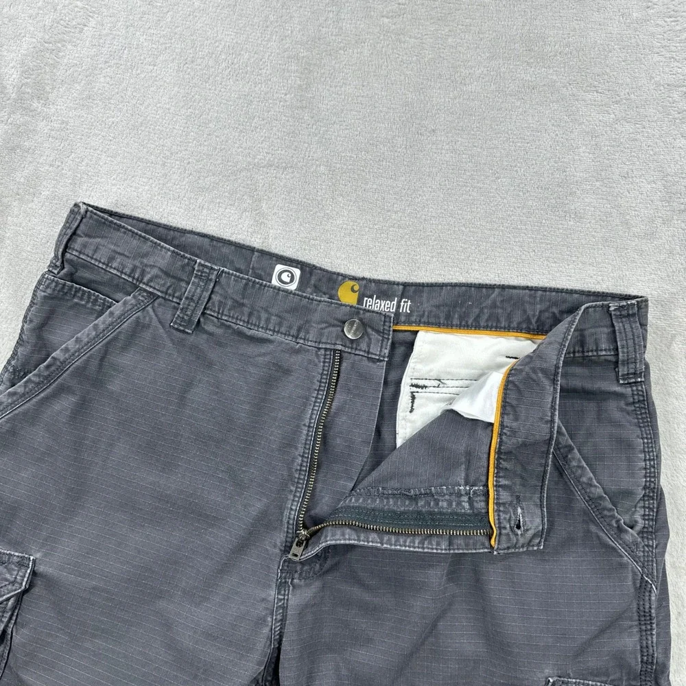 Carhartt Cargo Shorts Mens 38 Gray Force Relaxed Fit Ripstop Workwear Outdoors